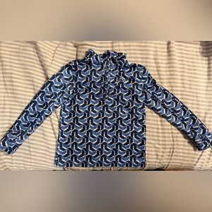 Vineyard Vines Navy and White Patterned swim rashguard quarter zip